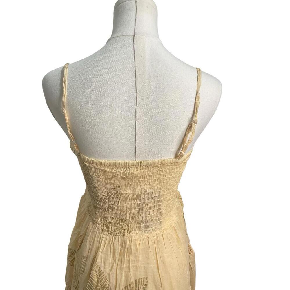 Rhea Yellow Foil Print Maxi Dress One Size Ombre Smocked Boho Tiered NWT - Picture 6 of 7